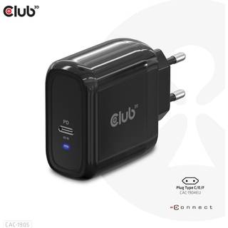 CLUB3D Travel Charger PPS 65W GAN technology, Single port USB Type-C, Power Delivery(PD) 3.0 Support