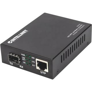 Intellinet 10GBase-T to 10GBase-R Media Converter, 1 x 10 GB SFP Slot, 1 x 10GB RJ45 Port (Euro 2-pin plug) Medieomsætter Gigabit Ethernet 10 Gigabit Ethernet 5 Gigabit Ethernet 2.5 Gigabit Ethernet