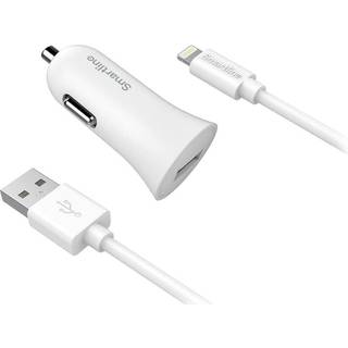 Smartline 12W Billader m. Lightning Kabel 1m - Hvid