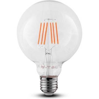 V-Tac 6W LED globepære - Samsung LED chip, Kultråd, Ø12,5 cm, E27 - Dæmpbar : Ikke dæmpbar, Kulør : Varm