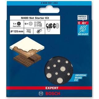 BOSCH Sæt af 6 EXPERT Slibesæt 125 mm, blandet + Slibetallerken beskytter