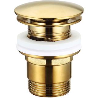 Push pop-up bundventil Ø66 med overløb, Brushed gold