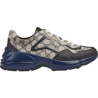 Gucci - Rhyton Leather-Trimmed Monogrammed Supreme Coated-Canvas Sneakers - Men - Blue - UK 12