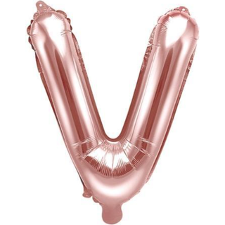 1 stk. Folieballon Bogstav V rose guld 35 cm - Perfekt til festdekorationer