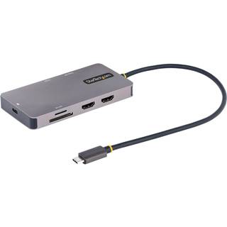 STARTECH USB C Multiport Adapter Dual HDMI Video 4K 60Hz 2Pt 5Gbps USB-A Hub 100W PD GbE SD/MicroSD 12inch/30cm Cable