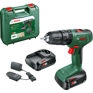 Bosch 18v slagboremaskine 18v-40 2x1,5ah 241 tilbehør i systemboks og lader un3481