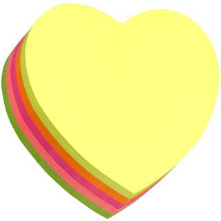 Stick'N notes hjerte i 5 neon farver 64x67mm 250 ark