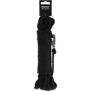 Dogman Iris flettet sporline med karabinhage Sort 6,5mm 15m