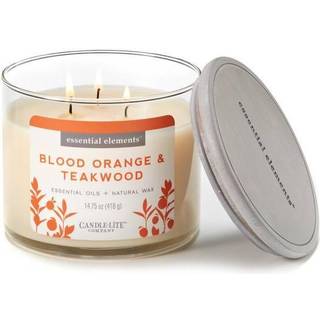 V?sentlige elementer med stearinlys-lite duftlys blod orange & teakwood duft en 14,75 oz. Tre-wick aromaterapi stearinlys med 45 timers forbr?ndi