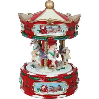 Northlight 6.5 """" R?d og hvid animeret og musikalsk julekarruselmusik