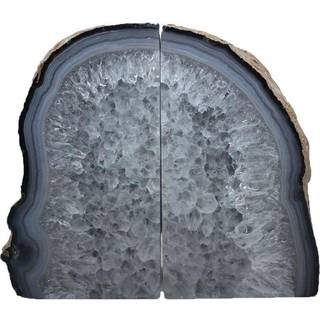 Nature's Decorations Agate Bookends - En Natural Geode -bog af h?j kvalitet slutter med gummibofangere til hylder Office Home Decor - Heavy Duty