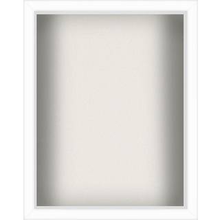 AmericanFlat 11x14 Shadow Box Frame i hvidt med bl?dt linned ryg - konstrueret tr? med knust -resistent glas og h?ngende hardware til v?g og bord