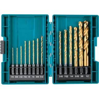 Makita B-65399 Impact Gold 14-stykker bor i titan, 1/4-tommers sekskantskaft - 2,5 gange længere levetid, 135 graders split-point