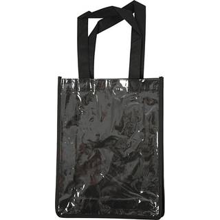 Praktisk sort taske med plastlomme, 30x23x7 cm