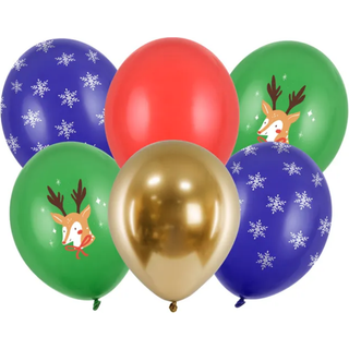 6 stk. Julefest Latexballoner 30 cm mixfarver – Festlig Pynt til Julearrangementer