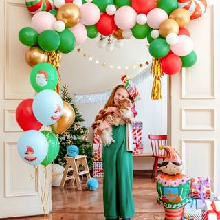 30 stk. Candy Land Ballonmix 30 cm - isblå, klar grøn, guld & pastelvalmuerød - Festklar Atmosfære