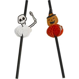 Halloween sugerør med honeycomb figurer 6 stk.