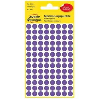 Avery 3112 Runde etiketter, permanent lim, violet Ø8mm, 416stk
