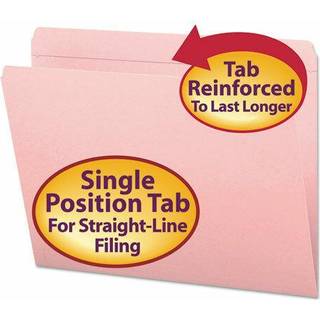 Smeadfilmappe Forstærket lige skåret fane bogstørrelse lyserød 100 pr. Boks (12610)