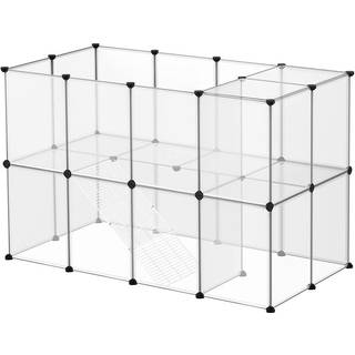 Marsvin Kravlegård, C og C Bur med Trapper, 143 X 73 X 91 Cm, Kæledyrsøvelse, DIY Plastikhegn til Hamstere, Kaniner, Små Kæledyr, Gennemsigtig