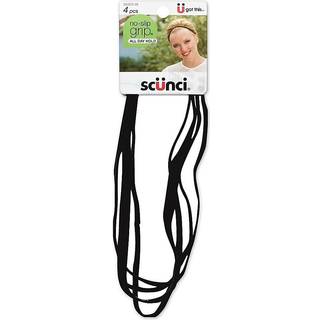 SCUNCI NO-SLIP GRIP FLAT Black headwraps 9mm (Pack of 4)