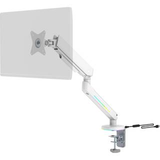 DELTACO WA95 WHITE LINE Premium Single monitor arm til 1 skærm med RGB belysning, 17"-32", VESA