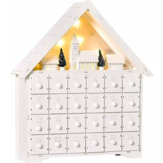 HOMCOM træ adventskalender med 24 skuffer, træ lysende dekoration