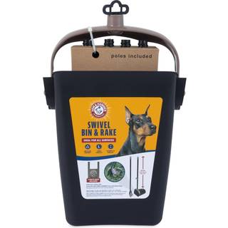 Arm & Hammer Dog Pooper Scooper Swivel Bin & Rake Poop Scoop til hunde sort (2 tunge duftende affaldsposer inkluderet)