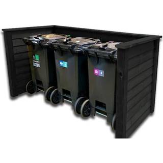 Frøslev systemhegn renovationsskjuler til 3 x 240 liter skraldespande, sort, 225 x 103 x 120 cm