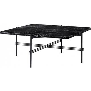 GUBI TS Sofabord Firkantet 105 x 105 cm med Sort Base og Sort Marquina Marmor Top