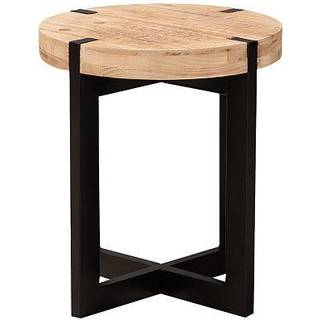 Baxton Studio Horace Rustic og industriel naturbrun færdig træ og sort færdig metal slutbord brunt/træ