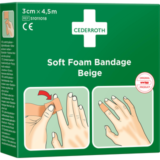Cederroth 51011018 Band 3 cm x 4,5 m, klæbemiddel Beige