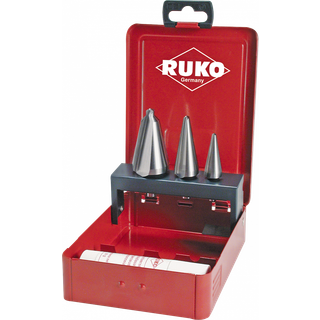 Ruko 101020 Boresæt af metalplader Konisk, 3 dele, i metalpladekassette
