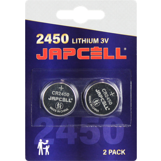 CR2450-batterier / knapcellebatterier Japcell, 3 V, litium (CR), 2-pak