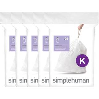 simplehuman Kode K 100 Antal gte Custom Fit Liners Skraldeposer med snoretrk i dispenserpakker 35-45 liter / 9-12 gallon hvid