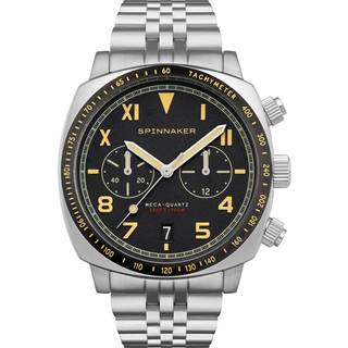 Spinnaker Hull California Chorongraph Vintage Black Dial Stainless Steel Bracelet Mens Watch SP-5092-11