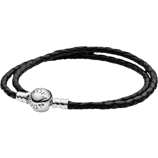 Pandora 590745CBK Damen Leder Wickelarmband Zweifach Schwarz