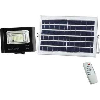 V-Tac 12W Solcelle projektør LED - Sort, inkl. solcelle, fjernbetjening, IP65 - Kulør : Neutral