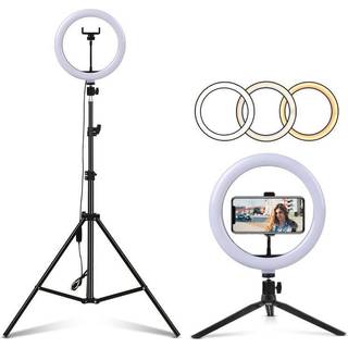 LED Light Chain 30 cm i diameter med en mobil holder med stativ og står diameter 10 trin tre dæmpbar lys tilstand selfie lampe lys ring lys