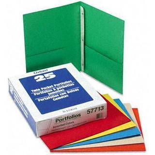 Twin Pocket Portfolios med tre Tang Fasteners Assorterede farver 25/boks (ESS57713)