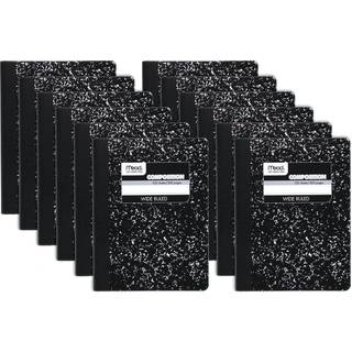 Mead Composition Notebooks 12 Pack Wide Destiled Paper 9-34 X 7-12 100 Sheets Per Comp Book Black Marble (72936)