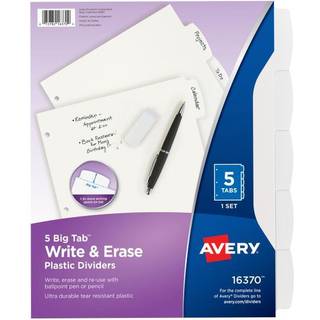 Avery 16370 Skrivningsdelere 5/Tab 3-hullers stans 8,5-tommer x11-tommer hvid