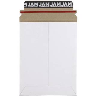 Jam Paper Stay -flat foto mailer konvolutter med skræl og forsegling lukning - 6 x 8 - Hvid - 6 stive mailere/pakke