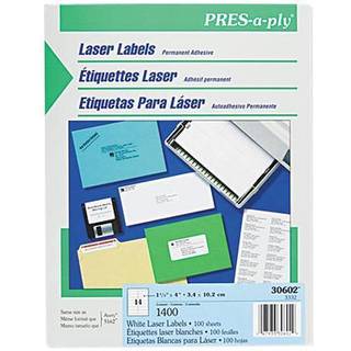 Pres-A-PLY 30602 Laseradresseetiketter 1 1/3 x 4 Hvid 1400/kasse