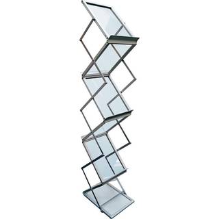 Twin Light brochureholder Zig Zag til gulv A4 med 6 fag sølv