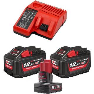 Milwaukee lader + 2 x 18V 12,0Ah batterier