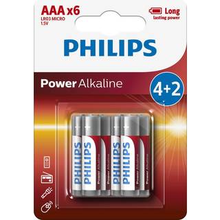 1x6 Philips Power Alkaline AAA Batterie Vorteilspack