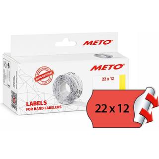 Meto Prisetiketter, Perm. 22x12mm, 1linje, FlourRød 6x1000stk (Udsalg)