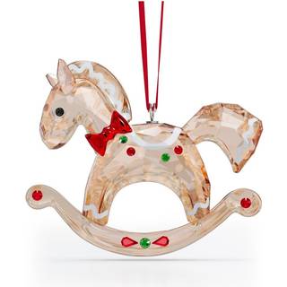 Swarovski Rocking Holiday Cheers Rocking Horse Hanging Ornament Gold Tone White Red and Green Crystals En del af Holiday Cheers Collection