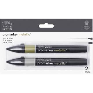 Winsor & Newton Promarker Metallic S?t med 2 guld og s?lv